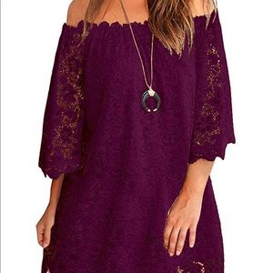OURS boutique off shoulder dress plum S